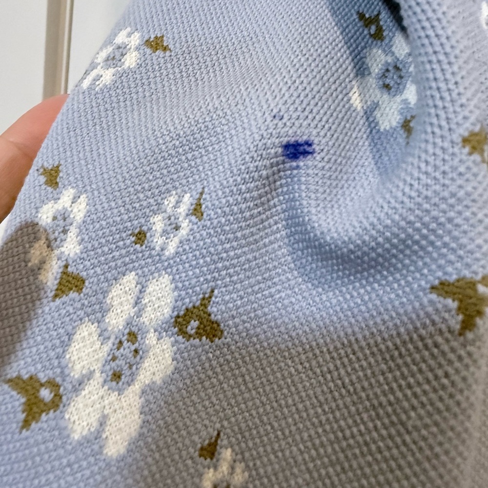 Zara Light Lavender Floral Puff-Sleeve Knit Top - Picture 4 of 5
